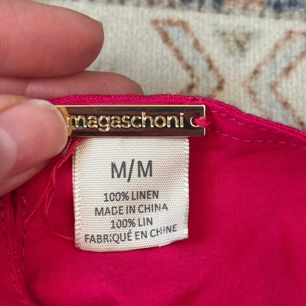 Magaschoni 100% Linen Hot Pink Jumpsuit Women’s Size Medium - Picture 8 of 10